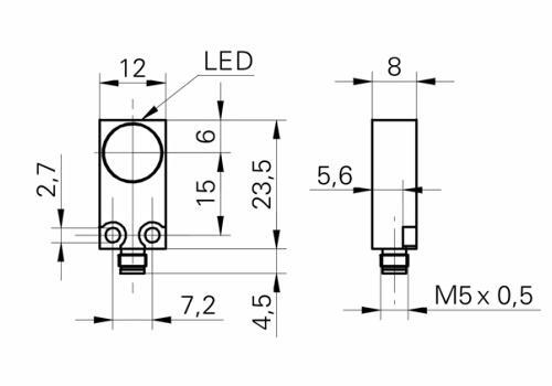 IFFM 12N17A3/S05L 电感式接近开关的尺寸图